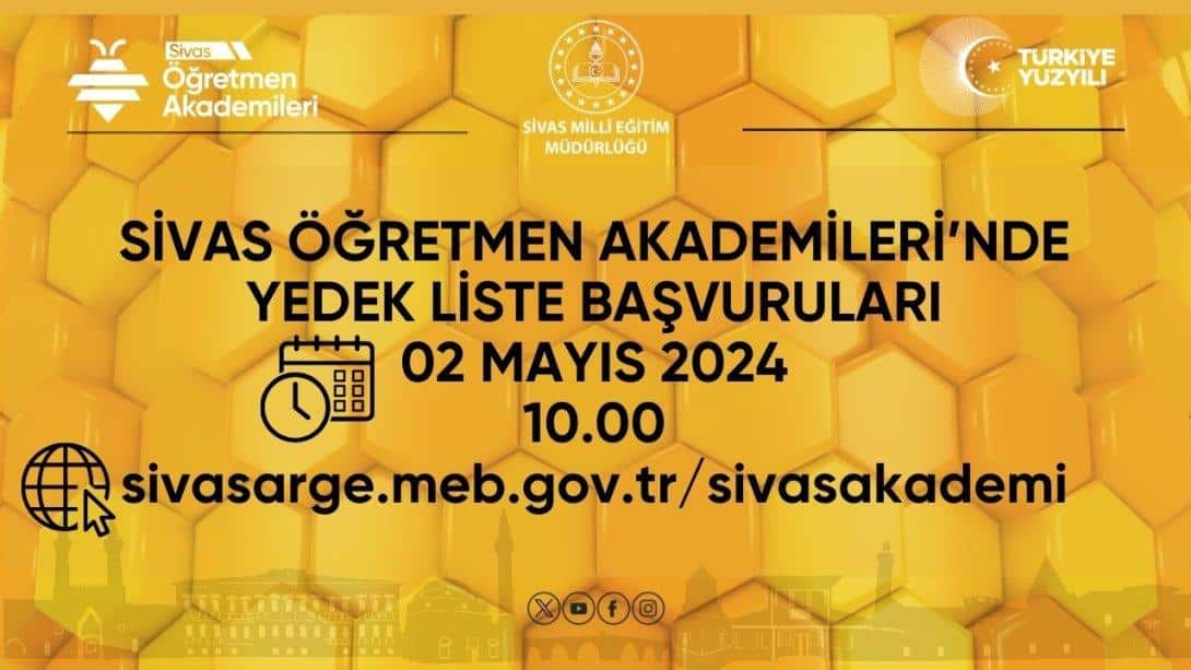 Sivas Öğretmen Akademilerinde Yedek Liste Başvuruları Başlıyor.